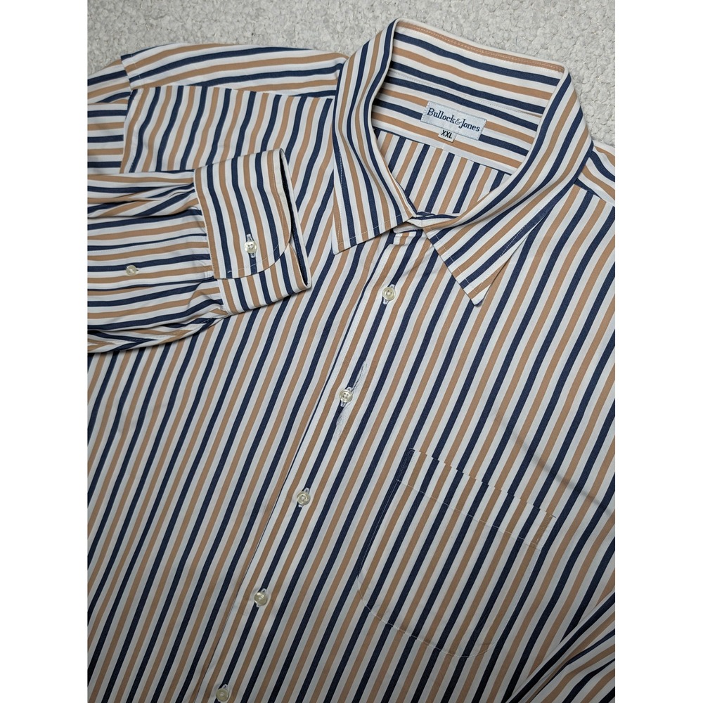 Bullock & Jones Mens XXL Egyptian Cotton Striped Button Down Shirt Made In Usa